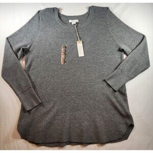 Natural Reflections Cozy Time Tunic Sweater Women's XXL Gray Ribbed Long Sleeve